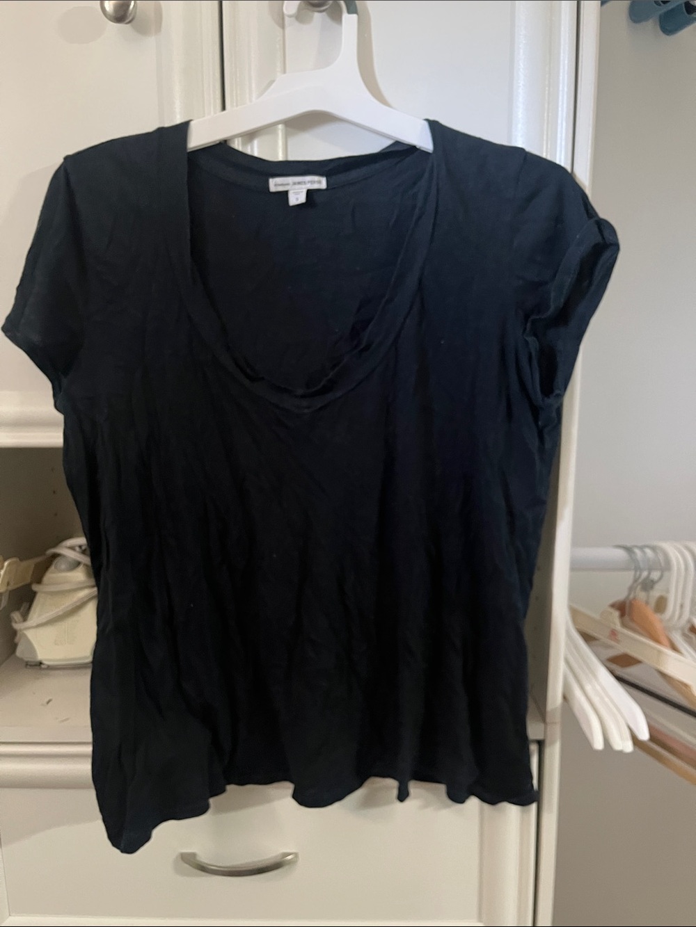 James Perse Black Short Sleeve V-Neck Tee